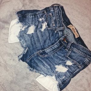 Dark-wash denim shorts